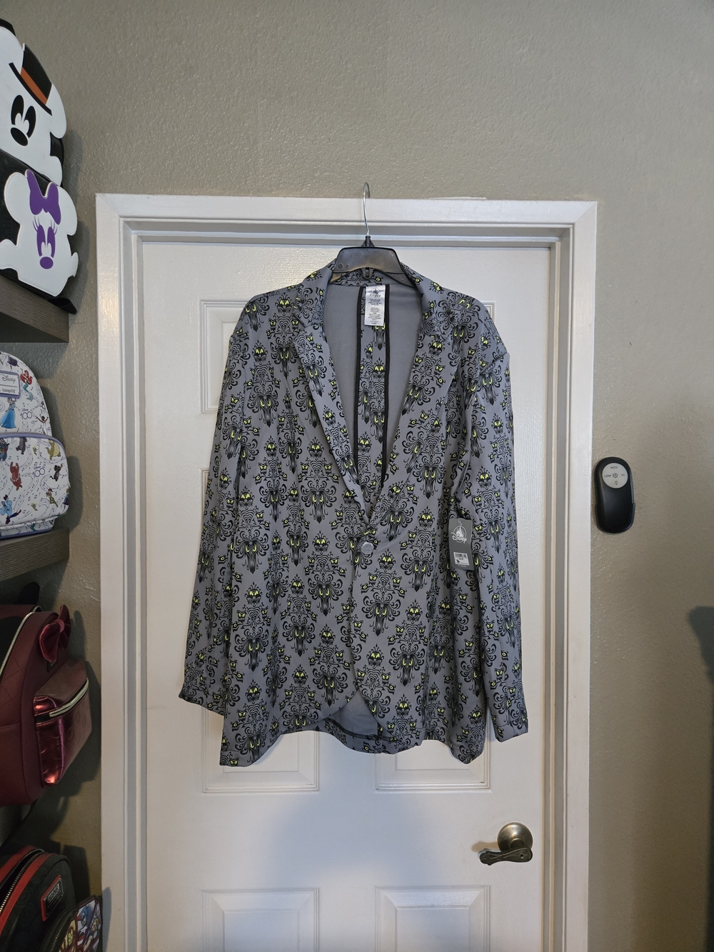 Disney's Haunted Mansion Gray Blazer with Branded Accent Pattern